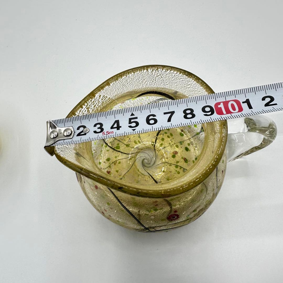 現代の名工/人間国宝 ガラス工芸家 黒木国昭作 コップ　ポット　金彩