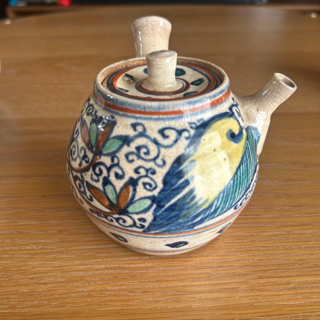 【阿蘭陀】　オランダ写し　急須　蓋置　杓立　 タバコの葉　唐草模様　時代