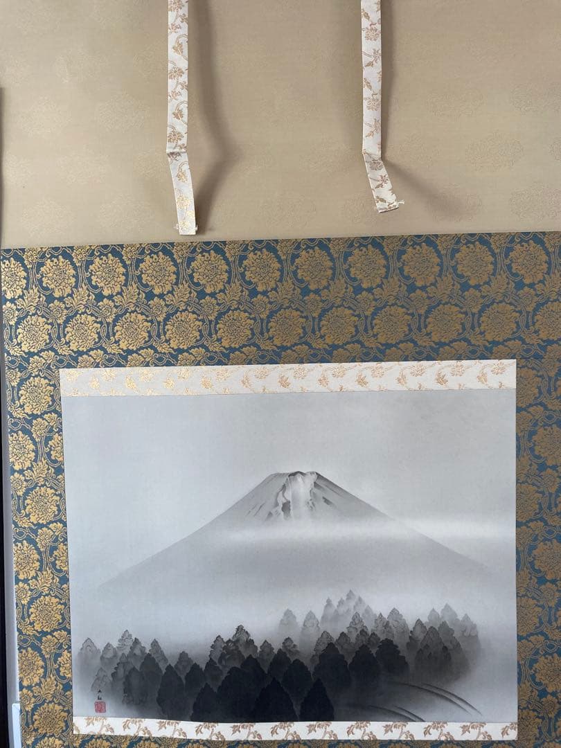 横山大観/墨絵富士/複製/黎明/夜明山水/富士/富士山水/工芸品/掛軸