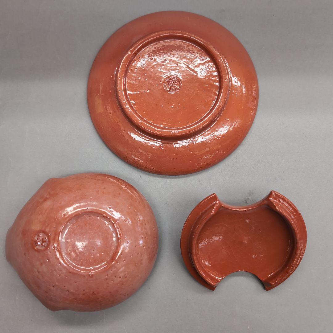 川崎和楽　赤楽　するめ瓦　茶道具