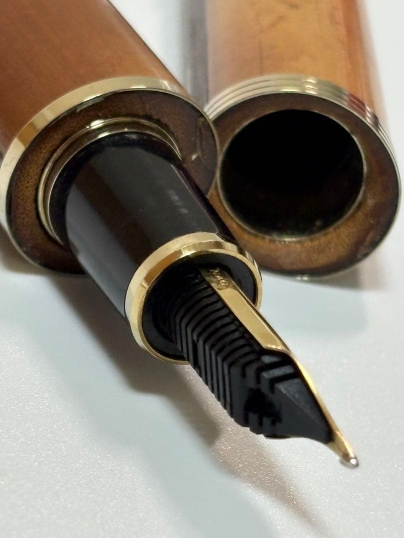 【稀少】セーラー万年筆 長原宣義 ペン先 21K 煤竹 純金プレート 竹取物語