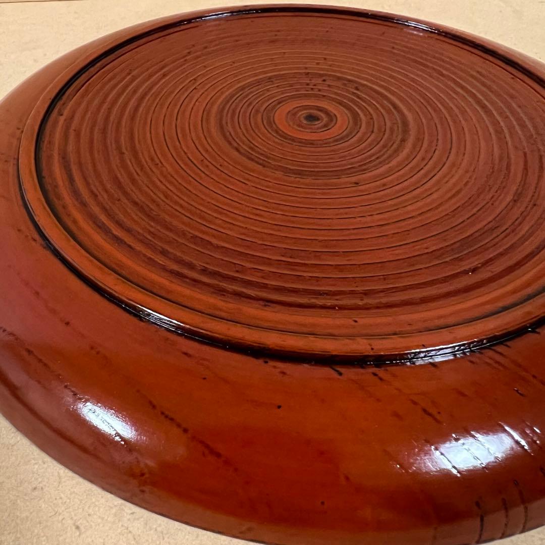 未使用 輪島塗 市中屋 木製漆器 丸盆 2客 茶道具 煎茶道具