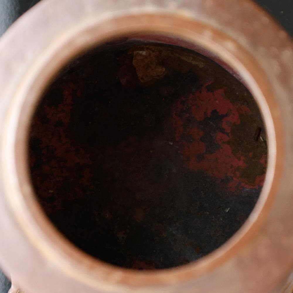 三好外栄 号 三治 蝋型鋳銅 香炉 梅花彫 透かし蓋 三つ足香炉 共箱 共布 栞