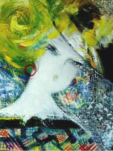 油絵 菅家令子 絵 絵画インテリア額付(青緑＋金色の枠) F6-080312女性