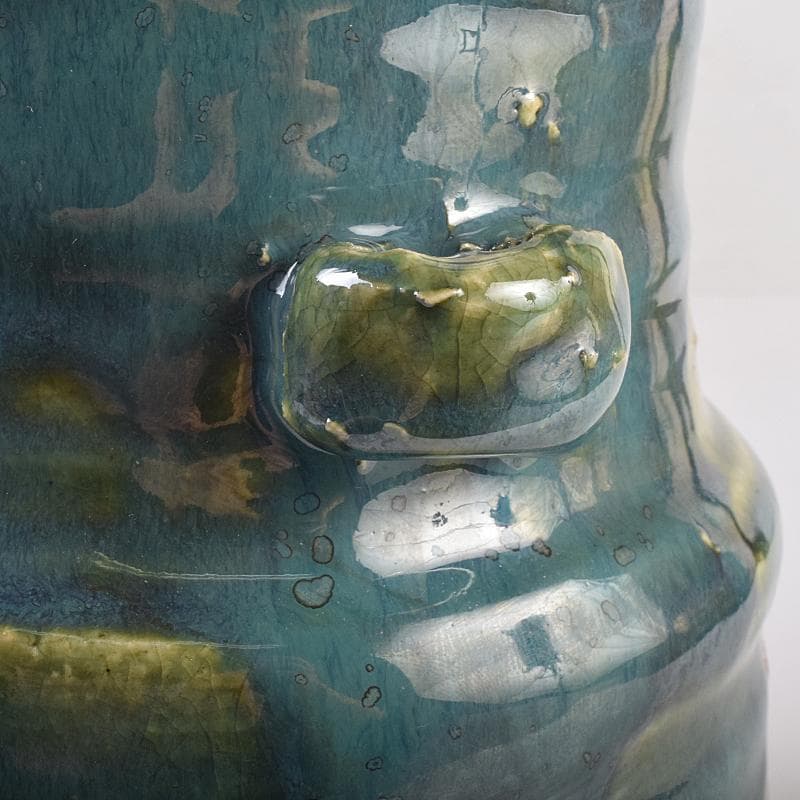 北大路魯山人作　青織部　木槌水指　黒田陶々庵極め箱　D　R8875B