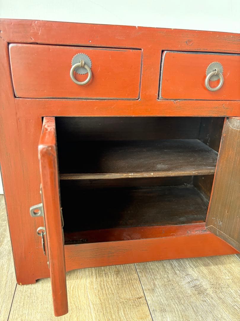 朱塗り　引き出し　収納　中国　小さな収納