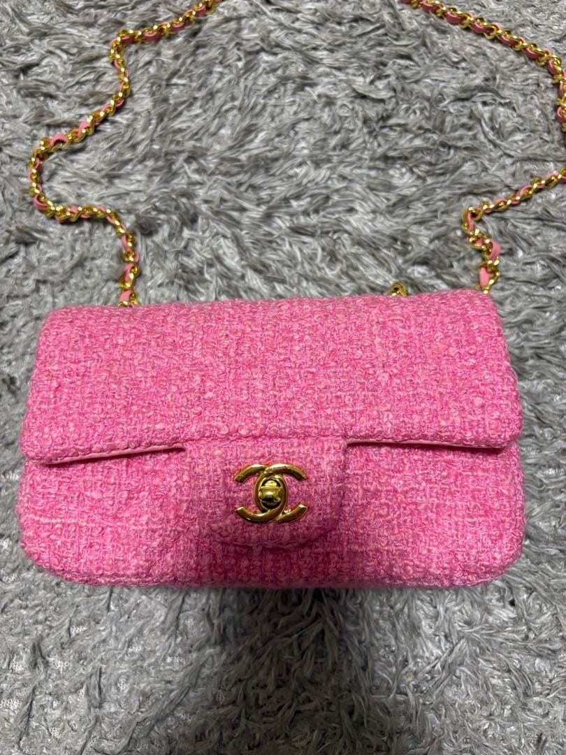 ⑩シャネル　ピンク　ツイード　チェーンバッグ　ノベルティ