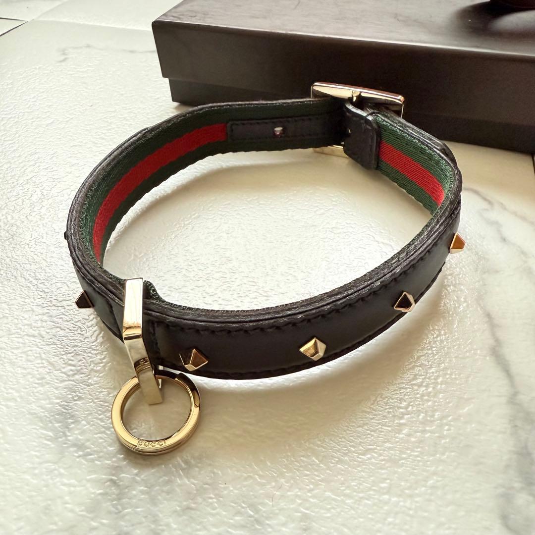 グッチ ドッグ スタッズ シェリーライン 首輪 リード セット ブラック 未使用