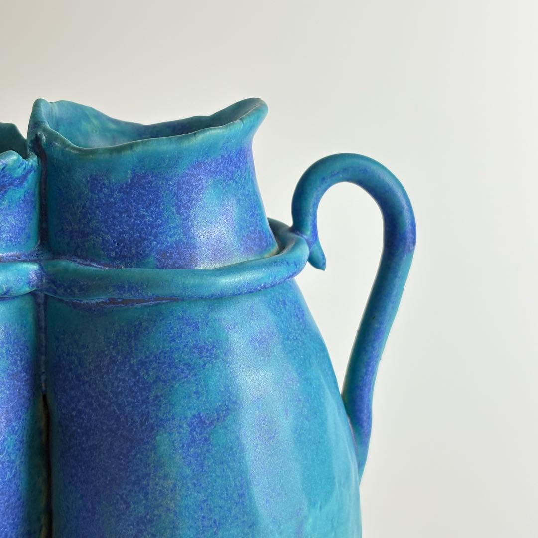 帯谷宗英 水注 トルコ青釉 花瓶 花入れ 華道具