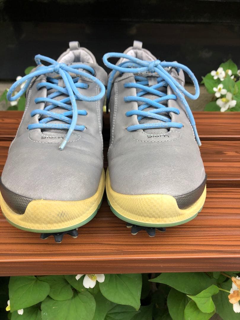 344番 ECCOゴルフシューズbiom グレー37 23.5cmソフトスパイク
