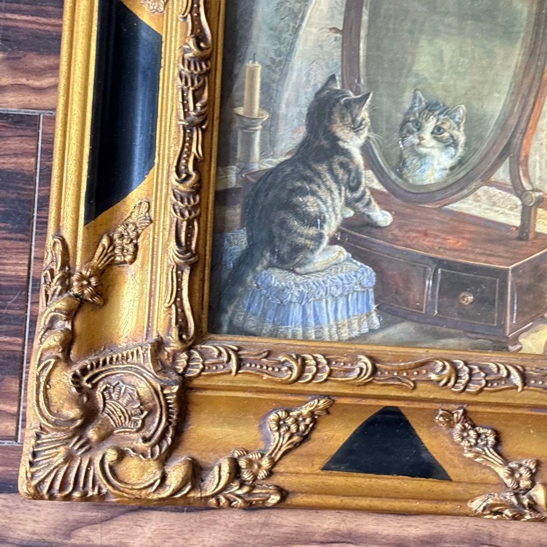 フランク・ペイトン「鏡よ、鏡、世界で一番美しいのは誰？」工芸画 複製印刷 猫 D