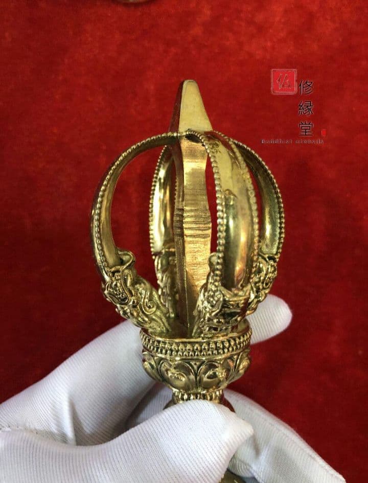 密教法具 法器 大明永楽五鈷杵 金剛杵 真鍮製 18.5cm