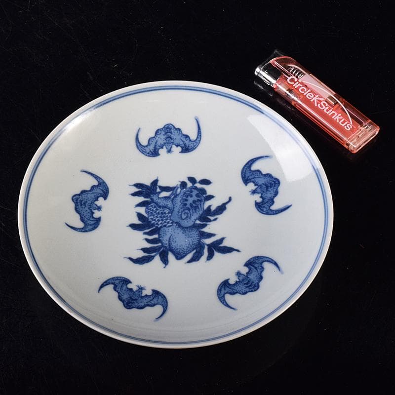 中国　青花　蝙蝠果実文盤　C　8758E