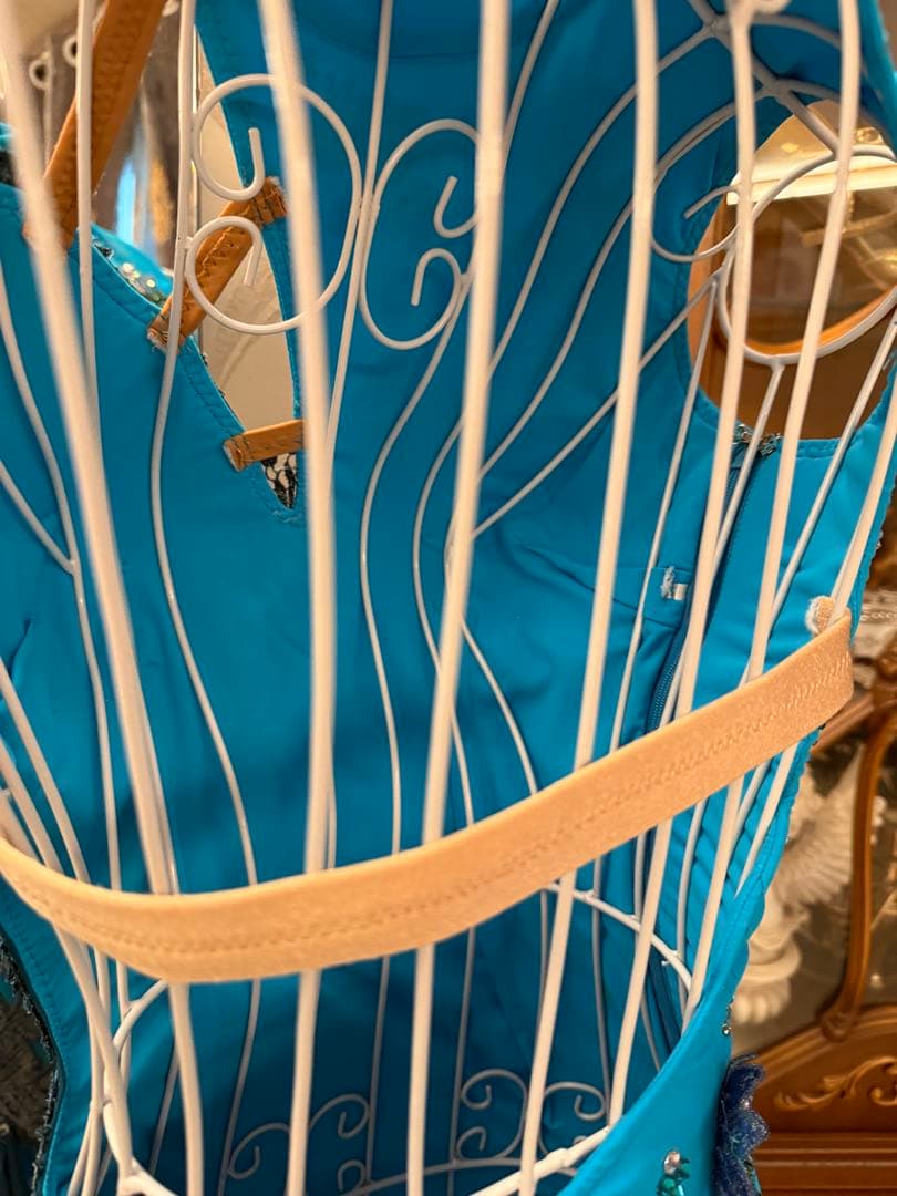 社交ダンス　ブルー　ラテン　ドレス　MＬ