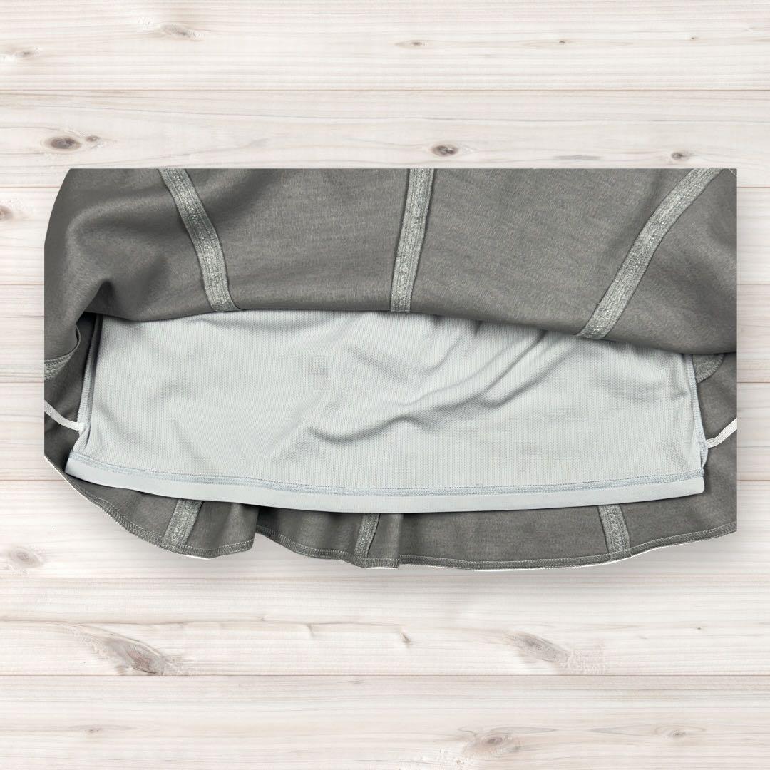 【美品/36】アルチビオ ゴルフ スカート グレー ウール混 ラインストーンロゴ