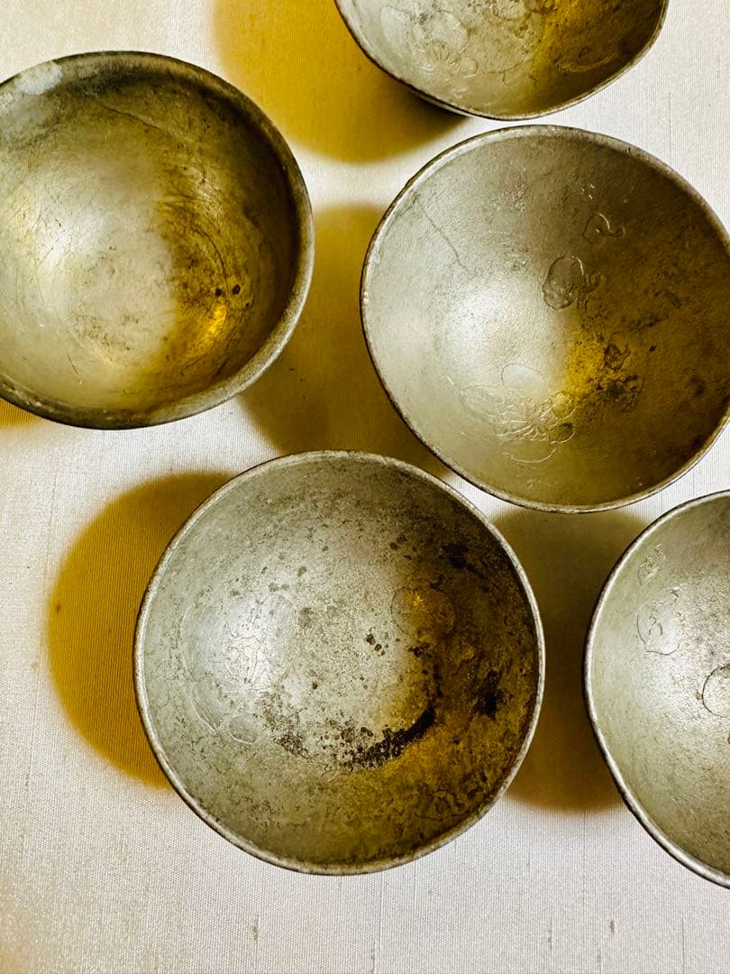 銀杯　サツマ山堂皇　錫　骨董　6個