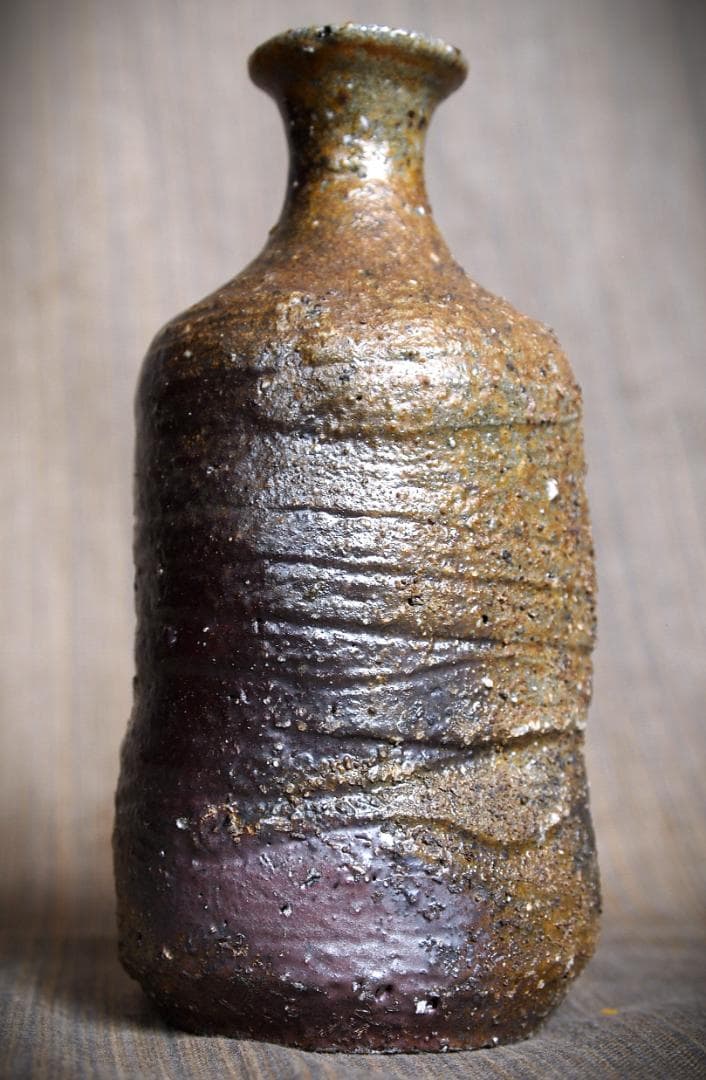 希少作★小山日出男★黒備前《窯変》徳利★黄胡麻★個展作品