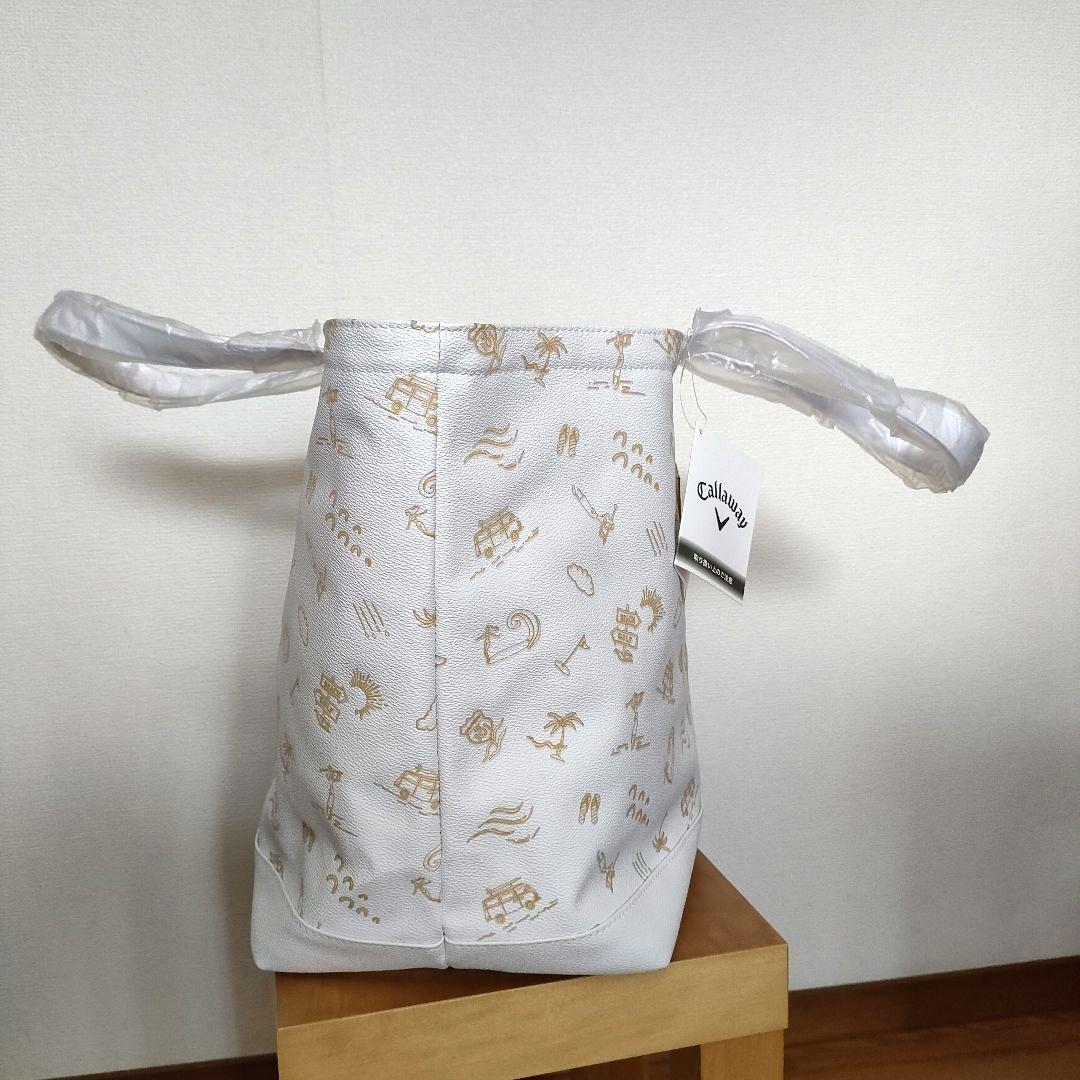 ★未使用品★Callawayゴルフトートバックビーチモチーフ 合成皮革 ホワイト