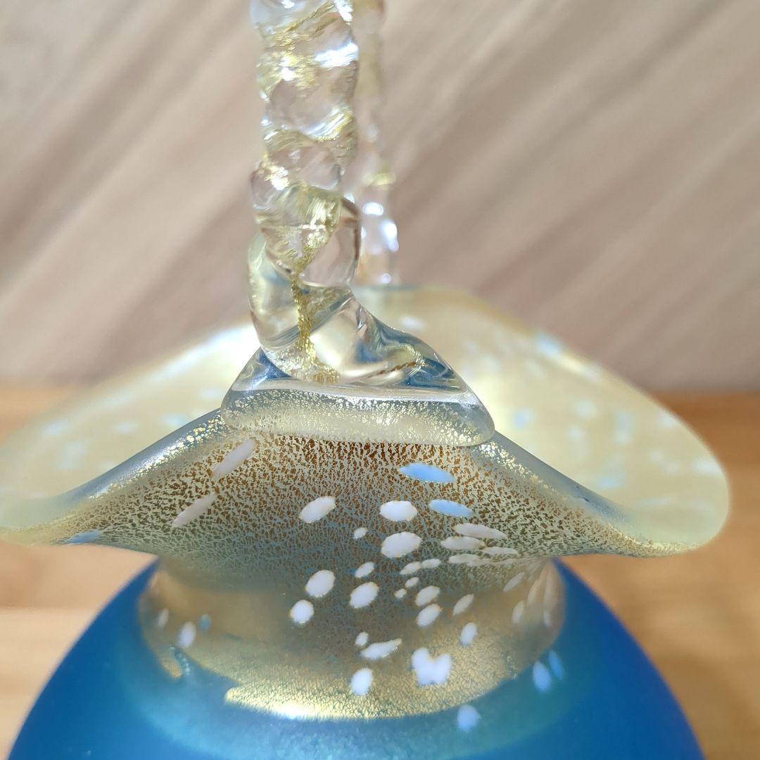 黒木国昭　ガラスアート　 金彩象嵌手付花瓶