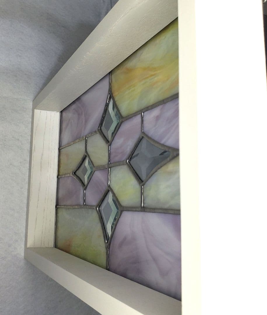 ステンドグラス　木枠付き　37cm×20cm　新品未使用