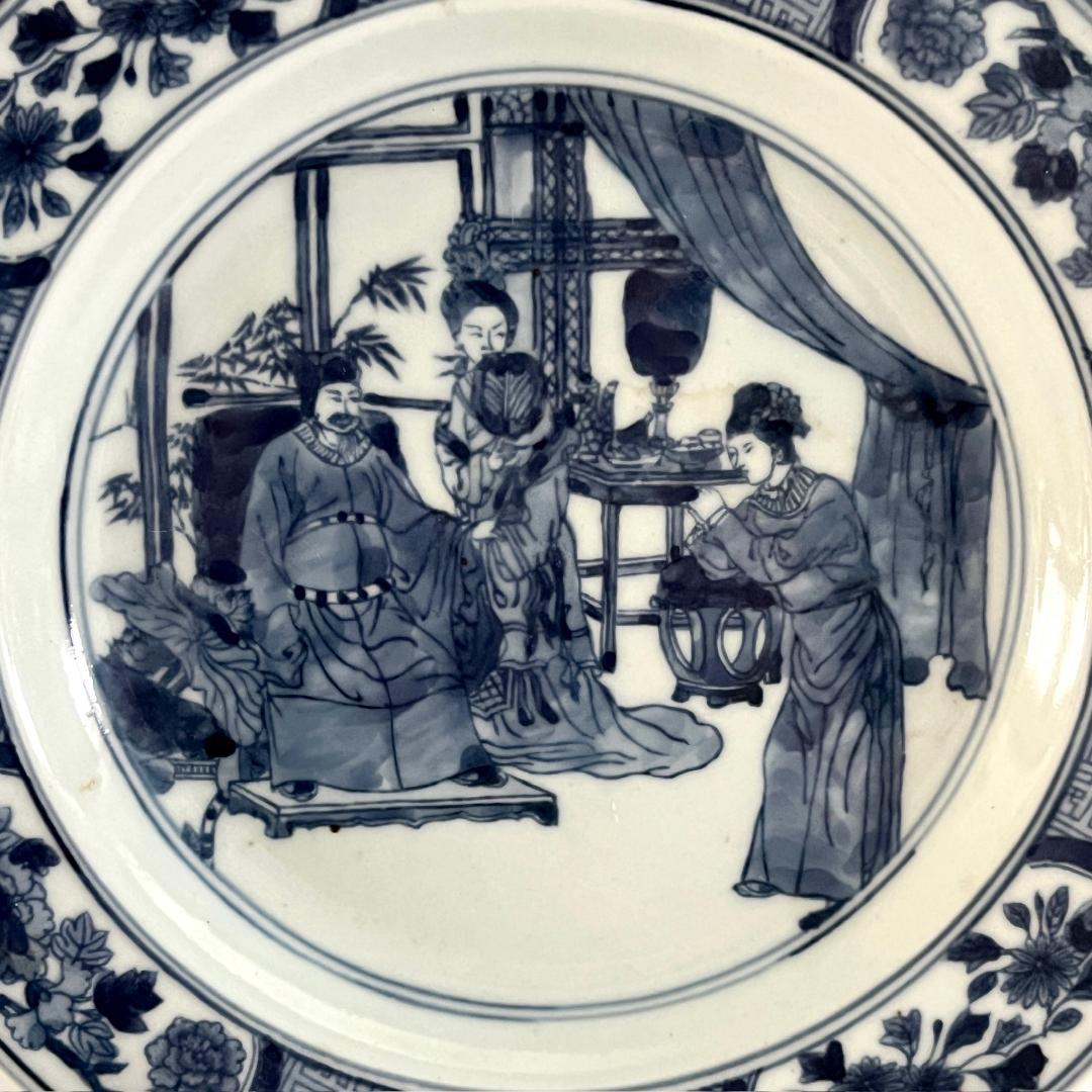 唐物 青花人物紋盤 清朝期 中国美術 古玩 SN23