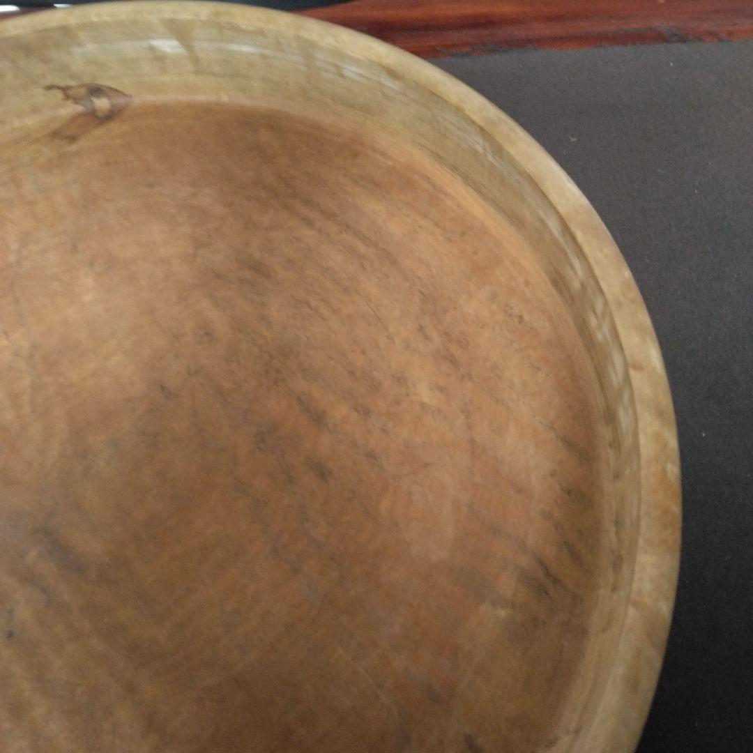 丸盆　くり抜き木工品　無垢材