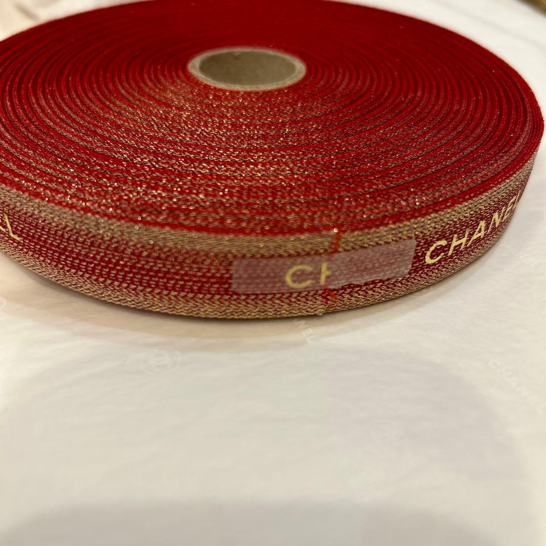正規品　シャネル　2022年ホリデー限定　ラッピングリボン　レッド　両面柄