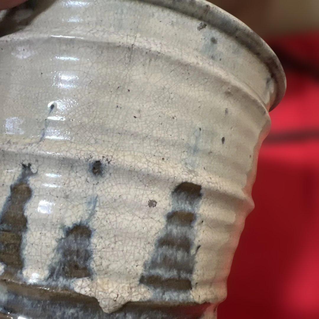 江戸時代物 茶道具 古唐津 水指 塗蓋 朝鮮唐津 骨董 古道具 古玩