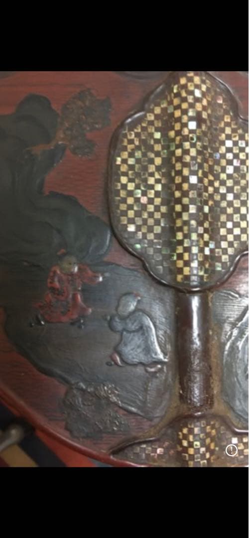 鏍鈿 漆器 人物 扇面 民国 唐物 风水 古玩