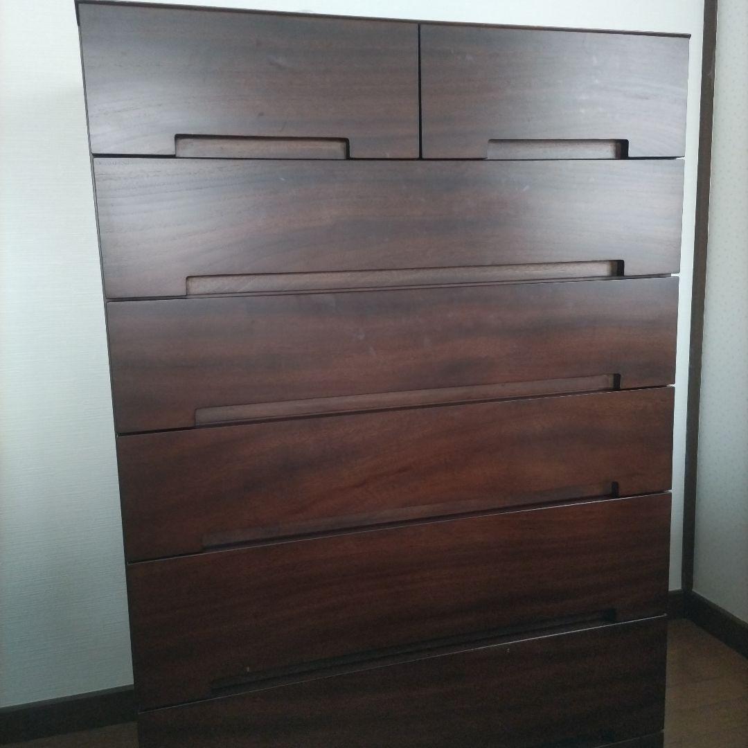 民芸家具　国産　ダークブラウン楠箪笥　6段