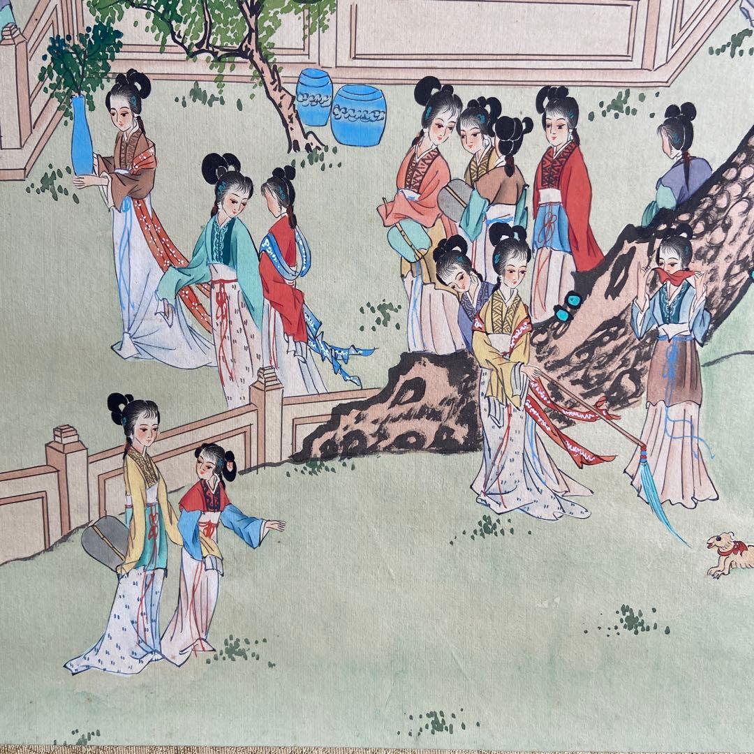 古い中国美人画掛け軸