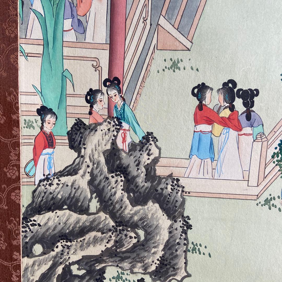 古い中国美人画掛け軸