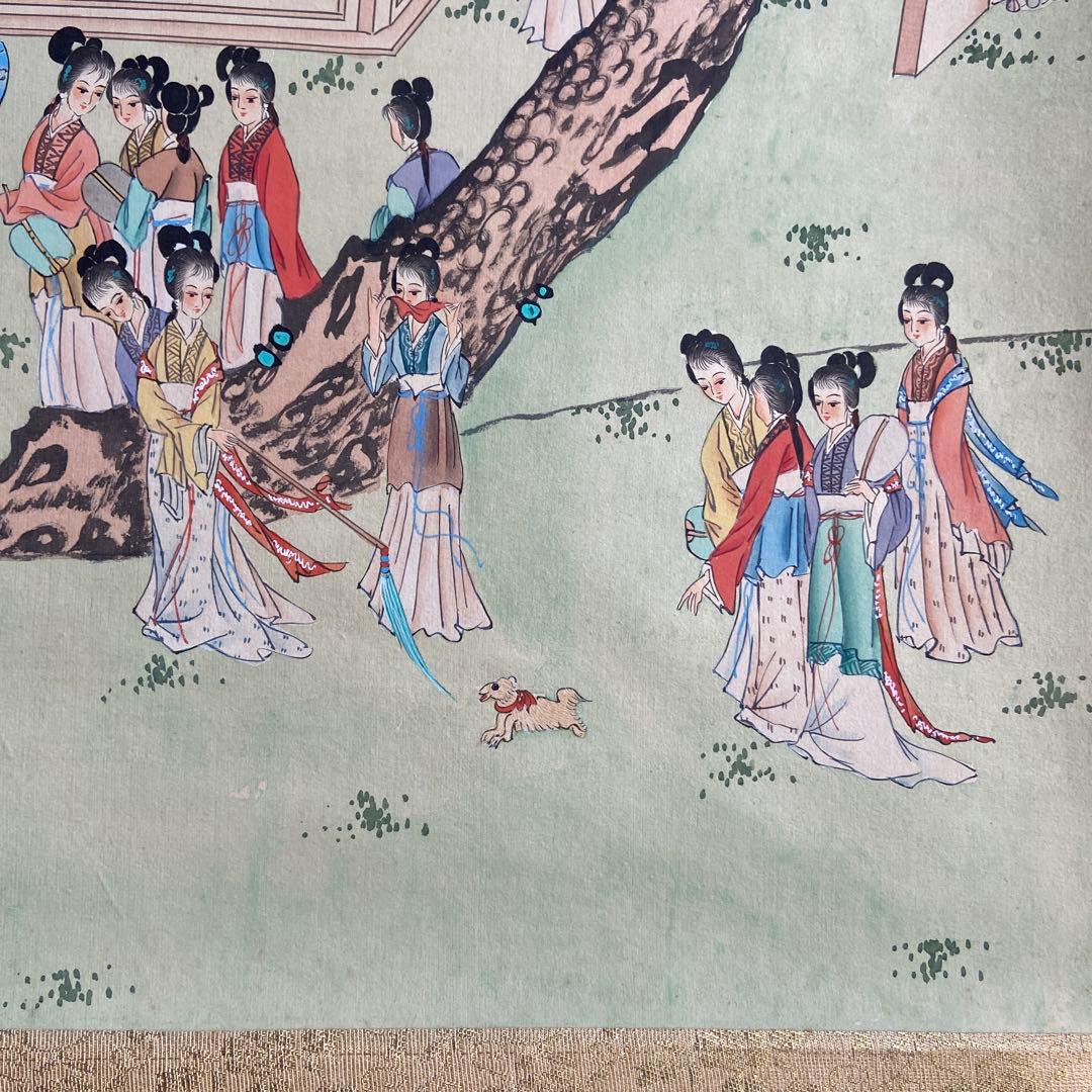 古い中国美人画掛け軸