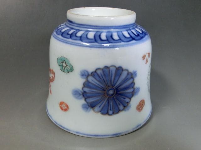 蕎麦猪口■伊万里 色絵 桐 鶴 菊 牡丹 5客セット 湯飲 骨董■