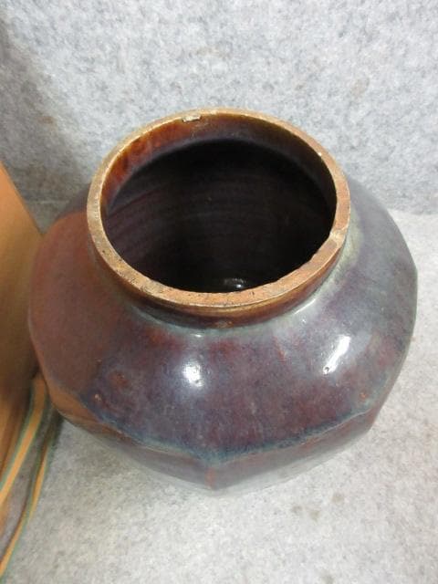 李朝 面取り 花瓶 [B24051] 箱入り 花器 花生け なまこ 古玩 古美術