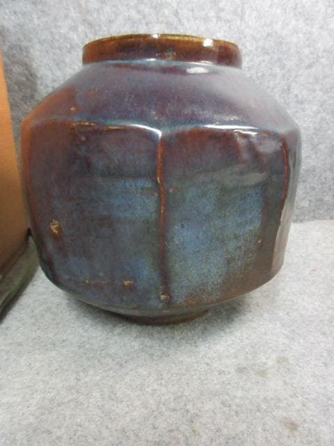 李朝 面取り 花瓶 [B24051] 箱入り 花器 花生け なまこ 古玩 古美術