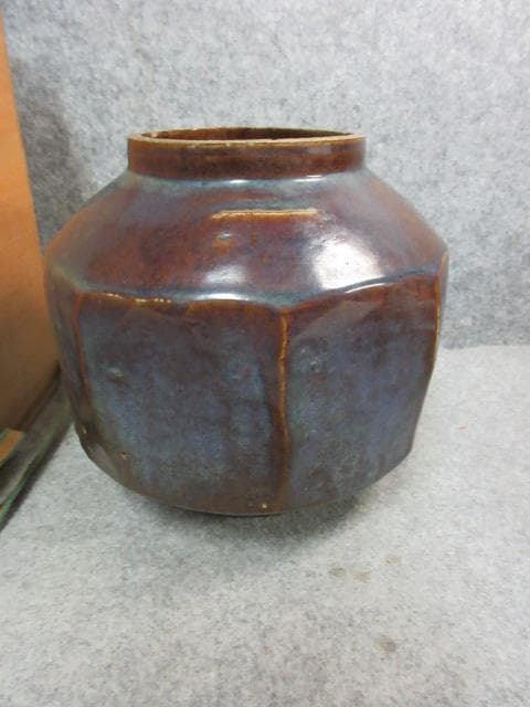 李朝 面取り 花瓶 [B24051] 箱入り 花器 花生け なまこ 古玩 古美術