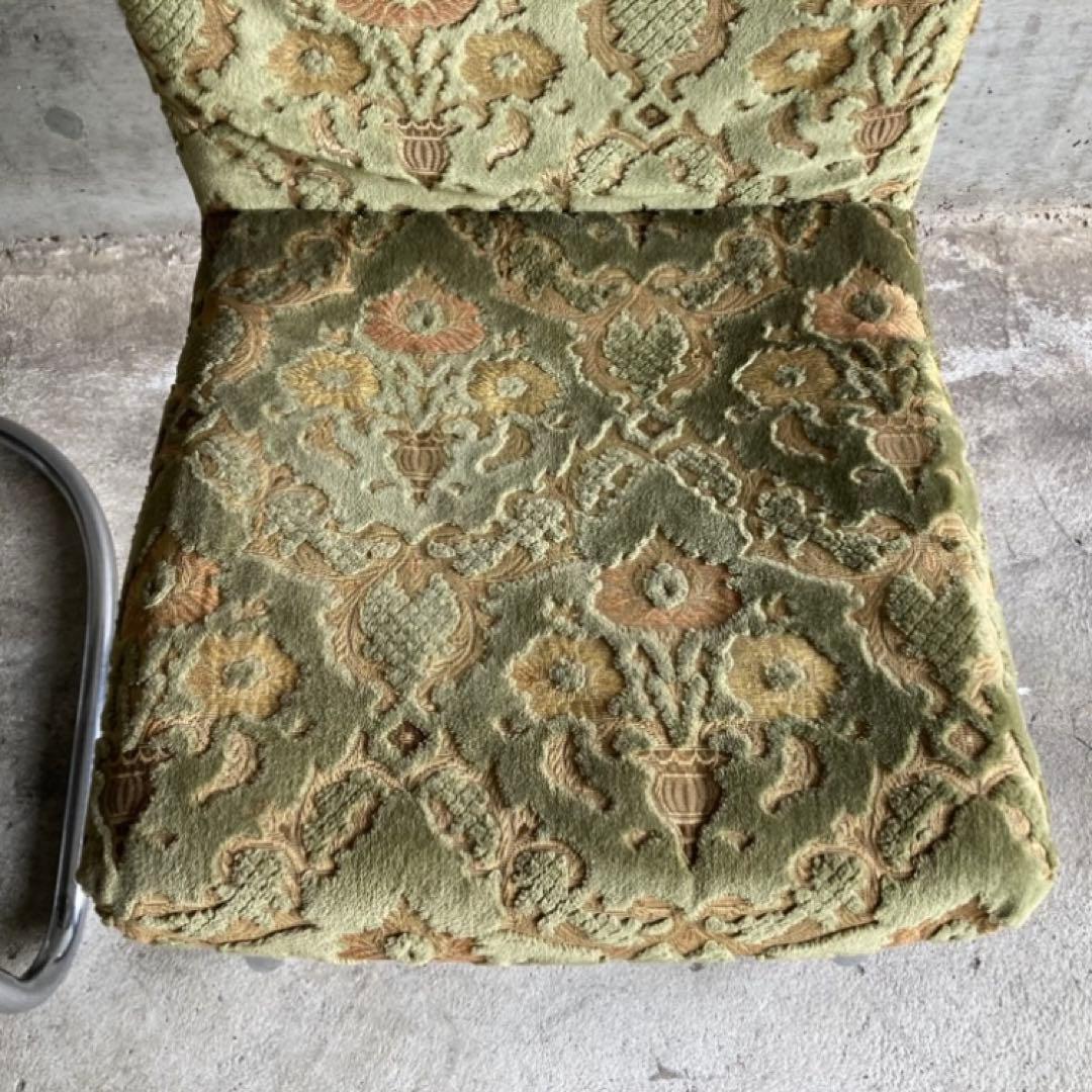 カンチレバー チェア 椅子 2脚 ビロード ジャガード 金華山 昭和 レトロ