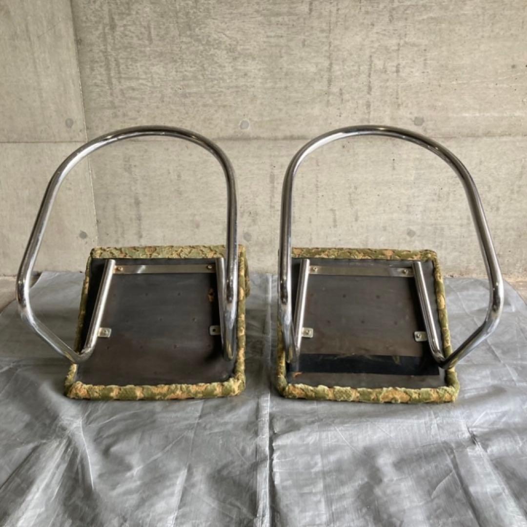 カンチレバー チェア 椅子 2脚 ビロード ジャガード 金華山 昭和 レトロ