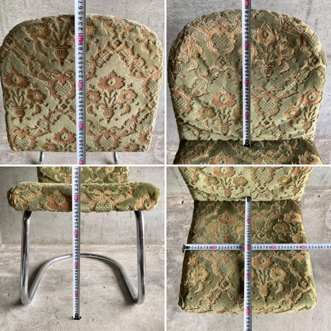 カンチレバー チェア 椅子 2脚 ビロード ジャガード 金華山 昭和 レトロ