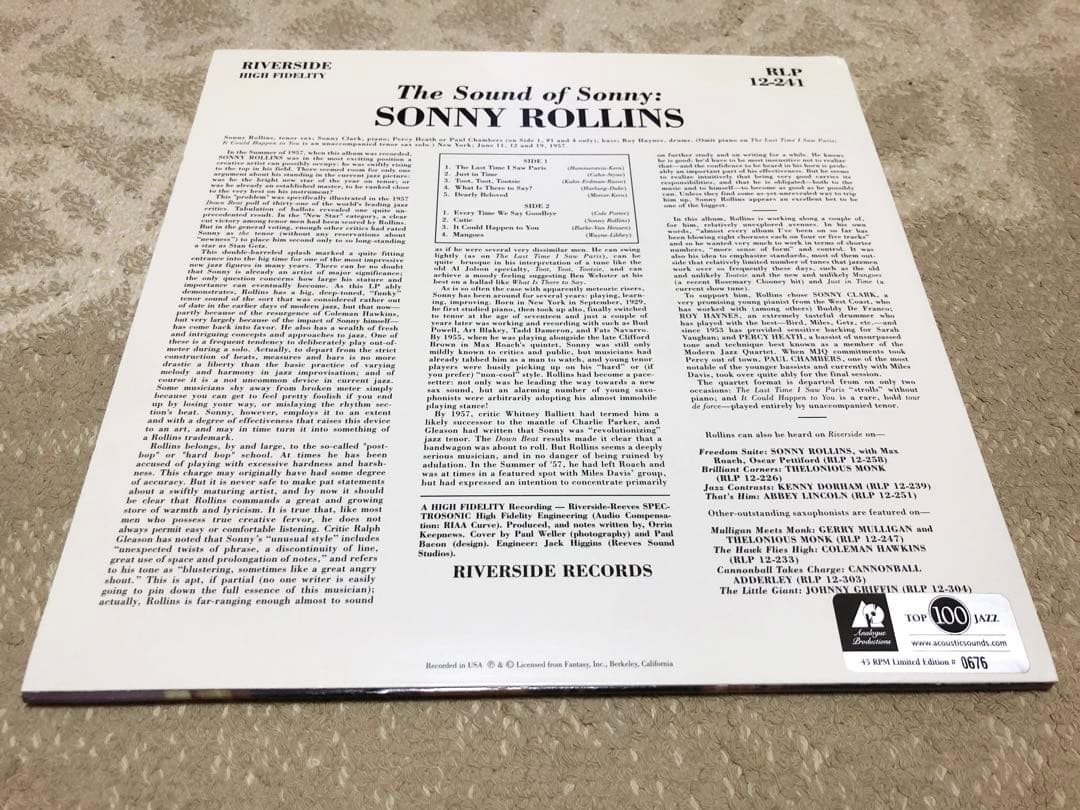 その他 Sonny Rollins Sound Of Sonny 45rpm 2LP