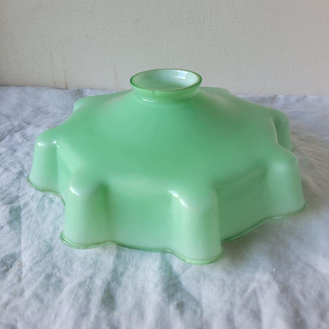 フランス　アンティーク　シェード　ミルクガラス　メロン色