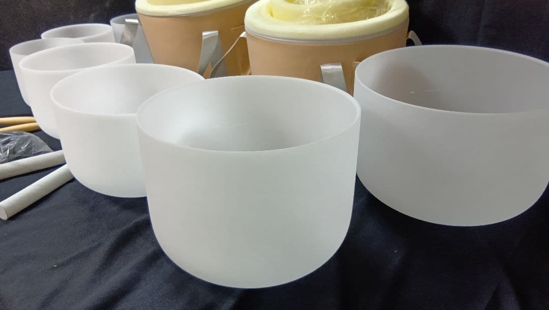 クォーツ　クリスタルボウル　A＝432Hz　7個セット　マレット　バッグ付き