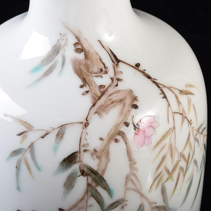 中国　粉彩　漢詩蝉文瓶　M　R8100