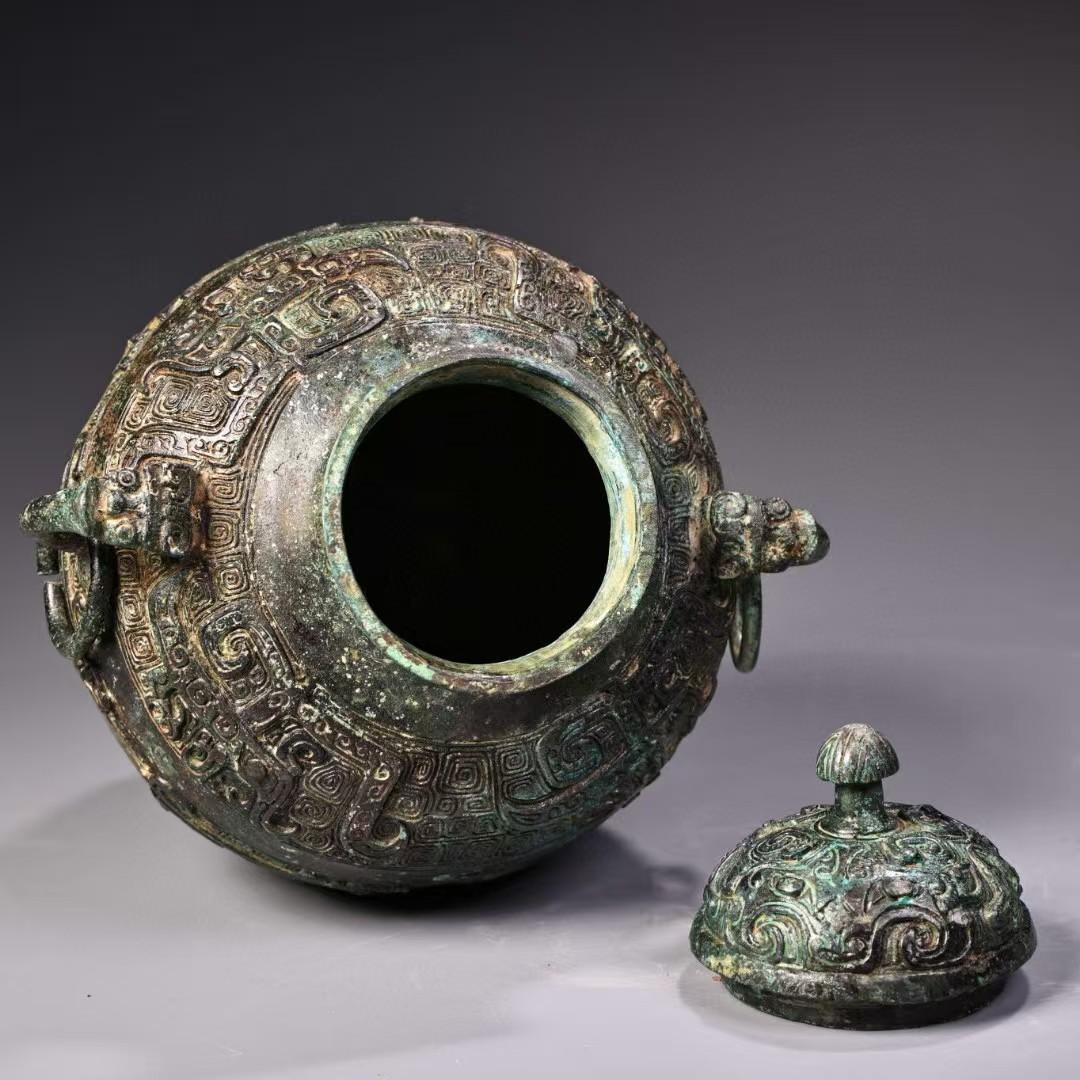 中国古美術 旧藏 明風 青銅器 圓罐 時代物 骨董 置物 收藏 茶道具 古銅器