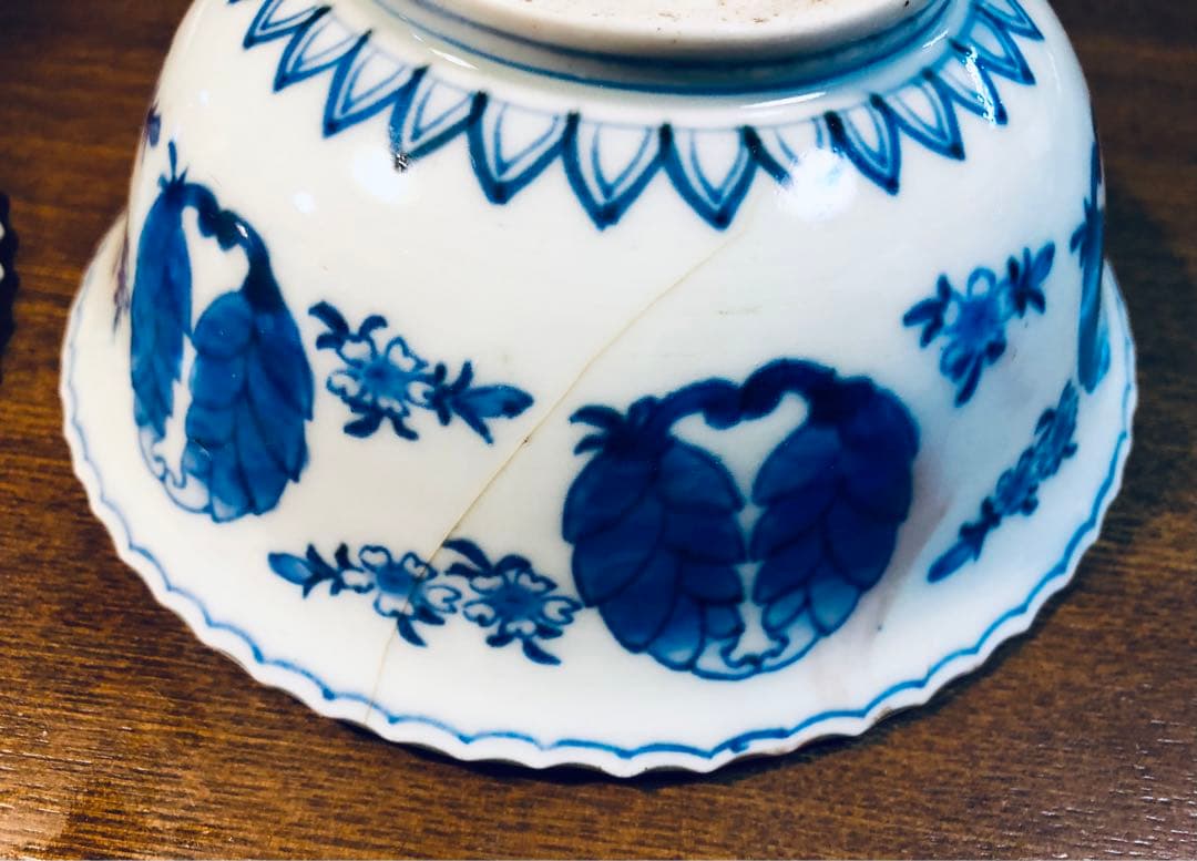 古伊万里　ルリ金彩三連鉢