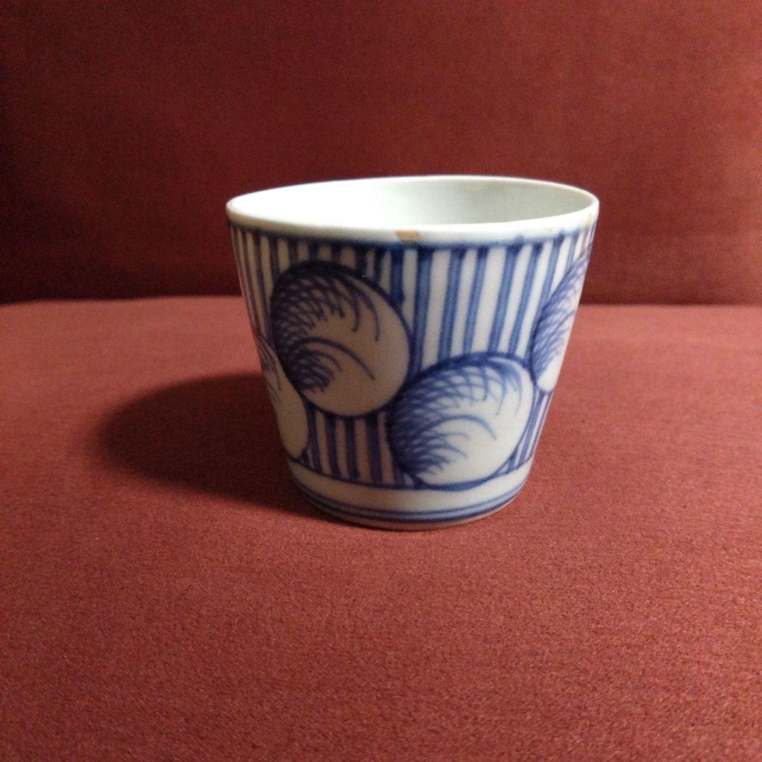 古伊万里 幾何 薄丸文 猪口 盃 杯 蕎麦猪口 十五夜