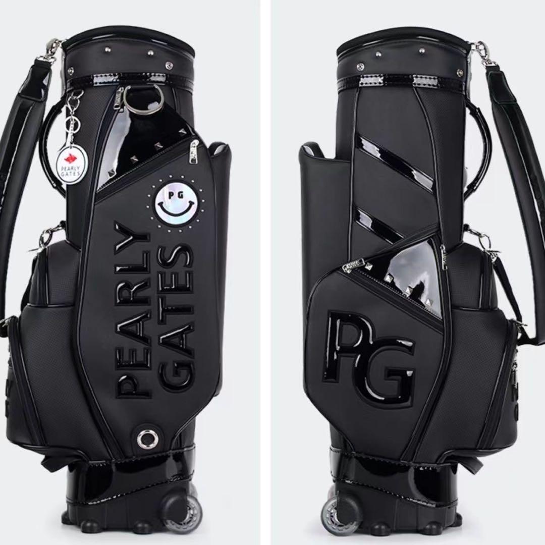 PEARLY GATES ブラックキャディバッグ　キャスター付き　合成革