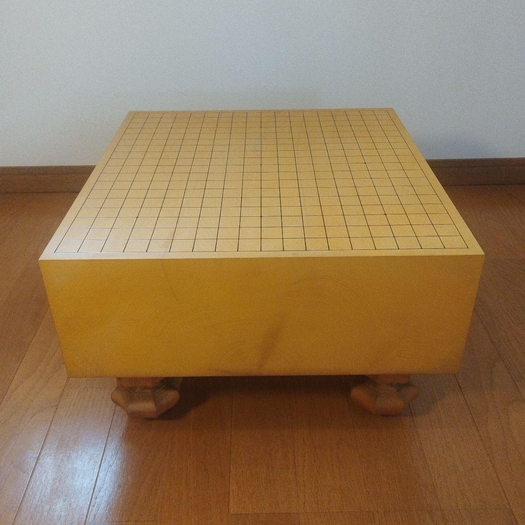 囲碁盤 柾目 脚付 へそ有 碁盤 厚さ15cm 天然木 ※木製カバー付 ①