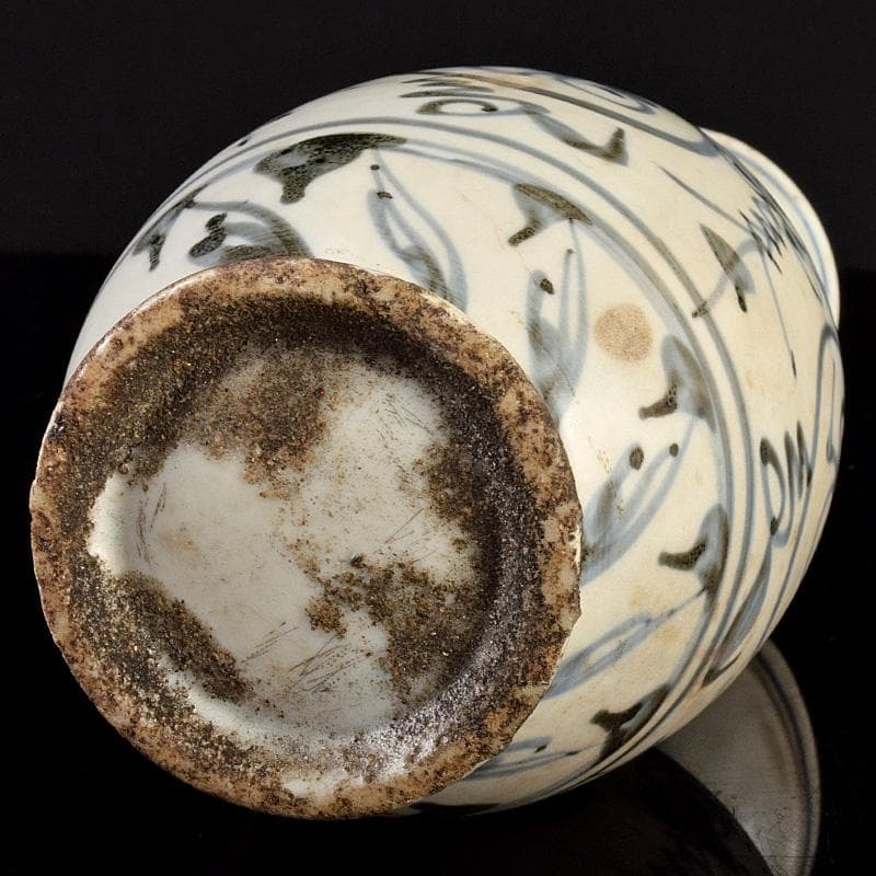 中国　呉須染付　花文　盤口瓶　M　R5036